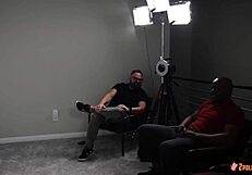 Cock loving curly babe in casting shares fantasy of double vaginal with two huge cocks in pussy