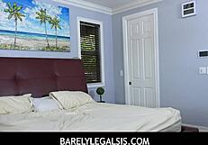 Dani Blue whispers to stepbro, Sophia Sweet and I raid your room for taboo teen blowjob creampie