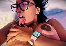 stepmom sneaks a wet pussy rub while stepson watches 👀