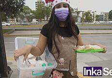 Stepsister feels Christmas meat gift ecstasy on eve