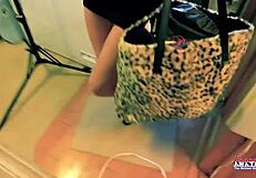 Petite Brunette Raven Lane Toys Dripping Shaved Pussy On Couch Intensely