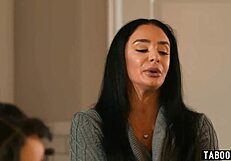 stepuncle dives into asian teen's wet pussy right after she steps in for taboo lick and fuck