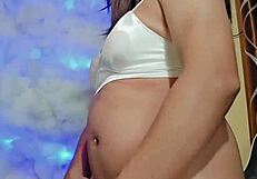 i'm a sexy trans in pajamas stroking my cock watching you masturbate with me