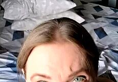 that busty blonde cougar granny in the garden seduces with big natural tits blowjob then pussy fuck