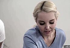 This petite teen got tricked hard by masseuse and perv husband