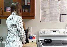 Girlfriends turn kitchen into lesbo licking pussy fest