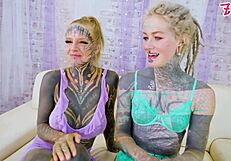 Dude these heavily inked teen pornstars crush ATM gaping threesome like champs