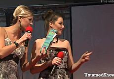 hey watch this sexy blonde rip clothes dancing hot body striptease