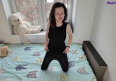 tais fucks boyfriend's friend kenneth at work in pantyhose