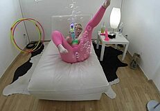 Samantha rone rides dildo cowgirl hard in lingerie bedroom wet pussy!