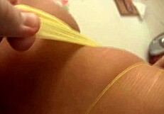 jenny welch teases older man slowly stripping in yellow pantyhose seduction