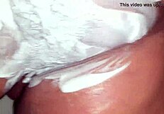 watch me lather up shave my fat bald pussy smooth