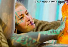 petite tattoo slut gaps asshole with xl dildo in fishnets heels stockings solo anal play