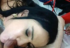 trans sissy deepthroats client's monster cock like total prostitute