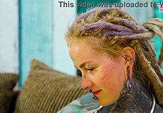 petite tattoo slut gaps asshole with xl dildo in fishnets heels stockings solo anal play