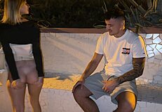 stranger spots blonde's no-panties seaside stroll