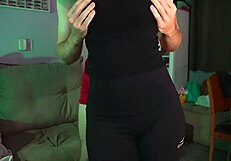 curvy latina in leggings worships cock but this guy stays virgin forever?