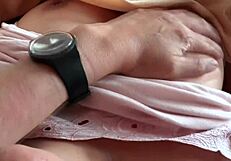 Husband Sneaks Huge Cock into Wife's Mouth While Maid Rests Nearby