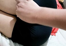 My hot friend crashes at my place slipping into that tight mini short!