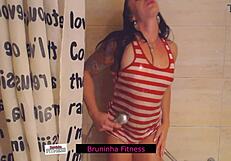 Safada Cousin Teases with Wet Shower and Small Tits Flash