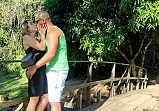 Fucking HARD Behind Trees with Monster BBC in Public Park