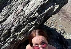 horny couple sneaks a quick beach fuck on vacation