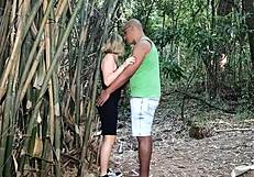 Fucking HARD Behind Trees with Monster BBC in Public Park