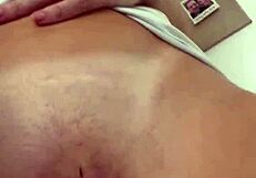 blonde shows off big shaved pussy lips up close in homemade vid