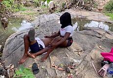 bbw girlfriend screams in outdoor ass worship as chubby friend pounds her huge tits and fat ass