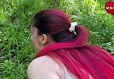 he grabbed that submissive russian milf whore and fucked her ass to mouth outdoors