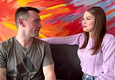 Learn kissing from pretty college brunette