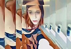 Hot shemale rips clothes in bathroom strip tease fury