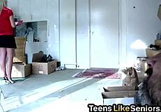 blonde secretary goes wild on ugly old coworker's tiny dick