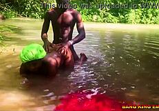 innocent stream bath spirals into ebony wife's rough doggystyle pounding