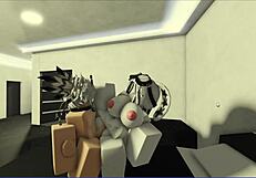 slut bends over for hard cock pounding in roblox face sitting cum