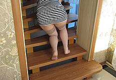 Milf Shoves Anal Beads in Asshole Under Skirt to Orgasm