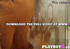 Petite Blonde Katie Jean Slowly Strips Black Lingerie Off Her Sexy Curves