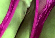 wet fuchsia thong pulled aside as curvy latina fingers big pussy lips moaning to orgasm pov