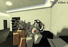 slut bends over for hard cock pounding in roblox face sitting cum