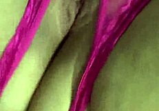 wet fuchsia thong pulled aside as curvy latina fingers big pussy lips moaning to orgasm pov