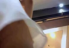 voyeur CATCHES young asian's SKIRT up with purple PANTIES flashing