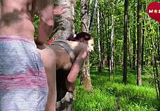 he grabbed that submissive russian milf whore and fucked her ass to mouth outdoors