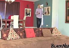 Big black cock ravages brunette bbw's fat ass and wet ebony pussy rough