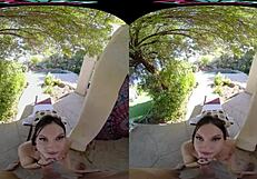 Naughty petite brunette jazmin luv bends over craving cock then rides pov hardcore