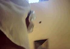 voyeur CATCHES young asian's SKIRT up with purple PANTIES flashing