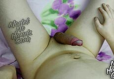 he strokes massive fat cock to hands-free burst