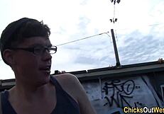 HAIRY aussie girlfriend GETS EATEN OUT outdoors by boyfriend