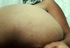 Latina brunette stretches big ass masturbating wide open