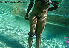 Underwater ebony lesbians Nina Rivera Sully Savage eat pussy poolside!