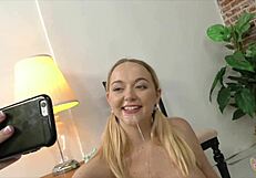 Iris rose teases with sloppy handjob begging for facial cumshot
